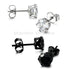 2 Pairs 316L Surgical-Steel Black & Silver Round CZ Men & Women Stud Earrings